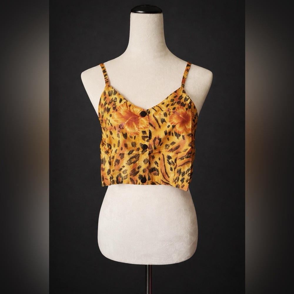 Leopard Print Yellow Camisole Top
